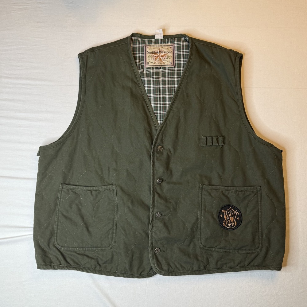 Smith & Wesson Vintage Collection Quilted Shooting Vest Olive Green Mens‎ 2XL